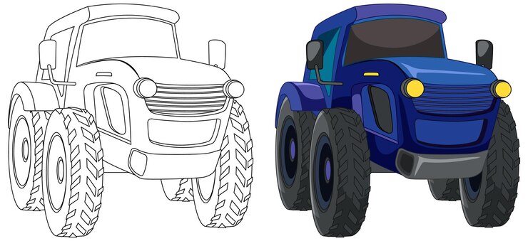 Vetor grátis ilustração vetorial de caminhão monstro colorido