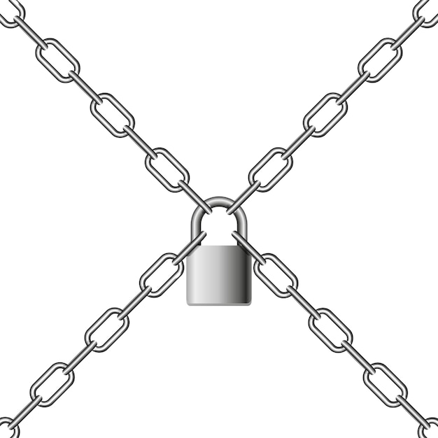 Ilustração vetorial de ferro de cadeado e correntes