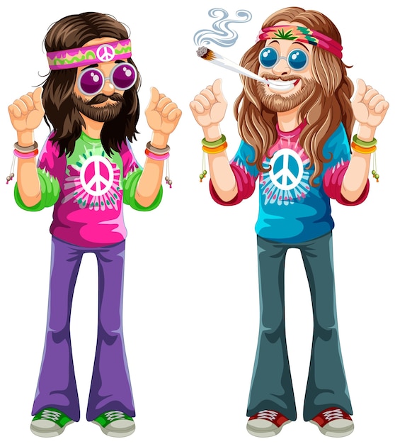 Vetor grátis ilustração vetorial de personagens hippie groovy