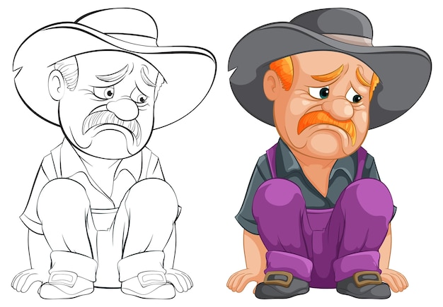 Vetor grátis ilustração vetorial de um cowboy triste