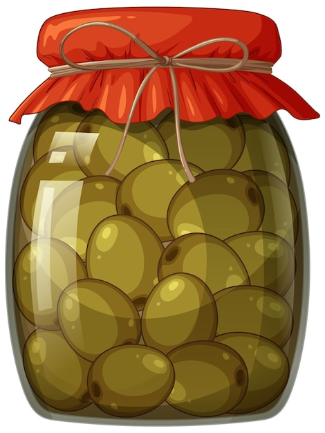 Ilustração vetorial de um frasco de azeitonas em conserva