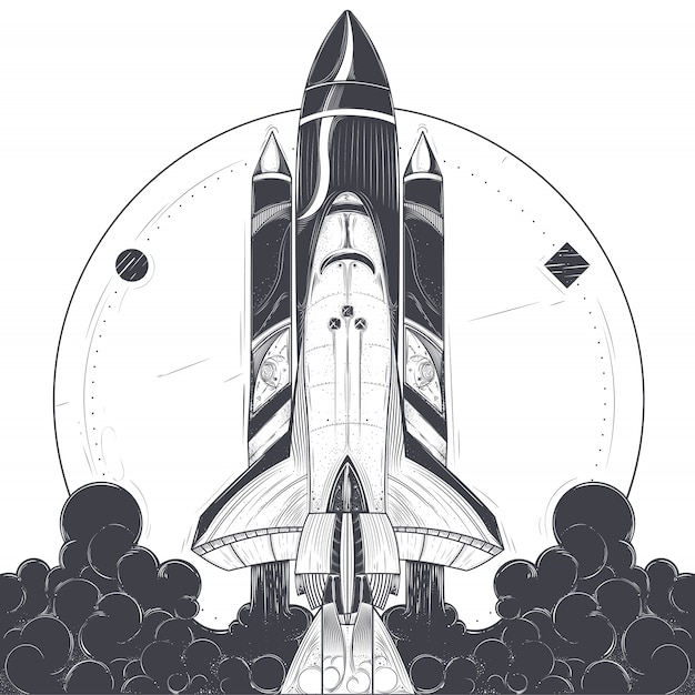 Vetor grátis ilustração vetorial de um lançamento de foguete espacial.