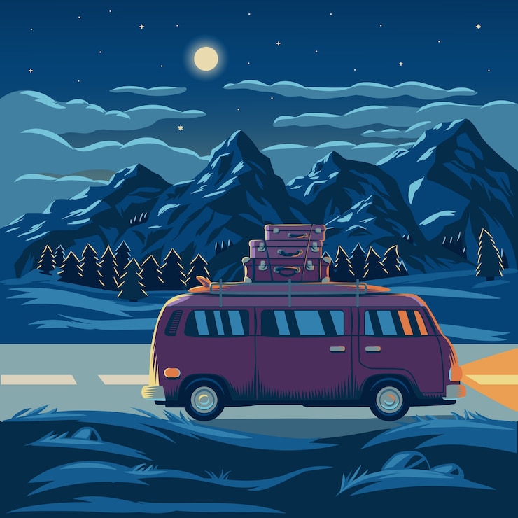 Vetor grátis ilustração vetorial de uma paisagem de montanha