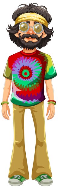 Vetor grátis ilustração vetorial do groovy hippie man