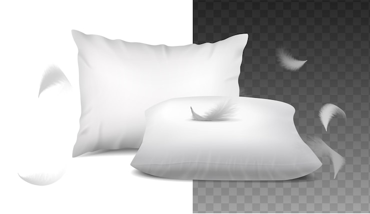 Vetor grátis ilustração vetorial realista sweet dreams conceito de design mockup almofadas brancas com proeza voadora.