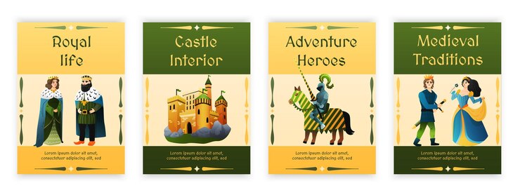 Vetor grátis ilustrações de cenários medievais