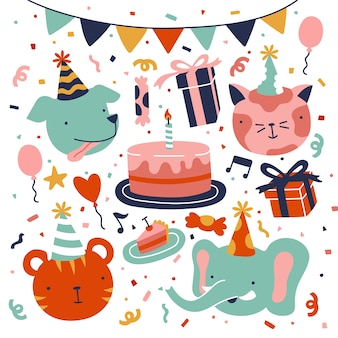 Ilustrações de comemoração de feliz aniversário