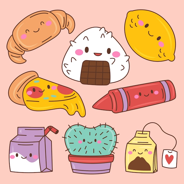 Ilustrações kawaii desenhadas à mão