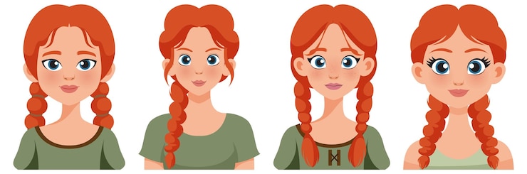 Vetor grátis ilustrações vetoriais de mulheres ruivas