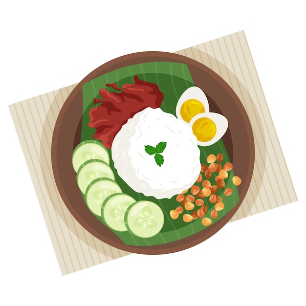 Vetor grátis ilustrado nasi lemak plano orgânico