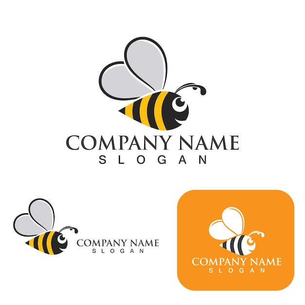Imagem vetorial de logotipo de animal de abelha de favo de mel Vetor Premium