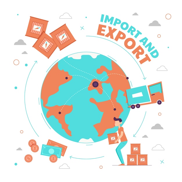 Vetor grátis importar e exportar infográfico