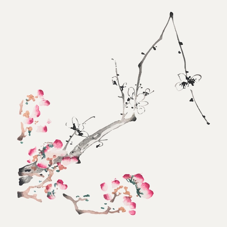 Vetor grátis impressão de arte botânica de vetor de flores, remixada de obras de hu zhengyan
