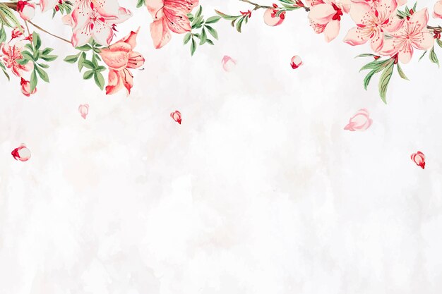 Impressão floral japonês da arte da flor do pêssego da beira do vintage, remix das obras de arte de Megata Morikaga