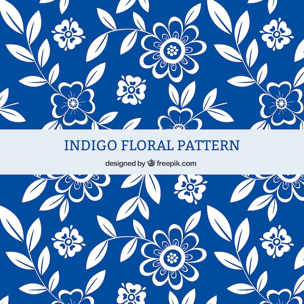 Vetor grátis indigo padrão floral