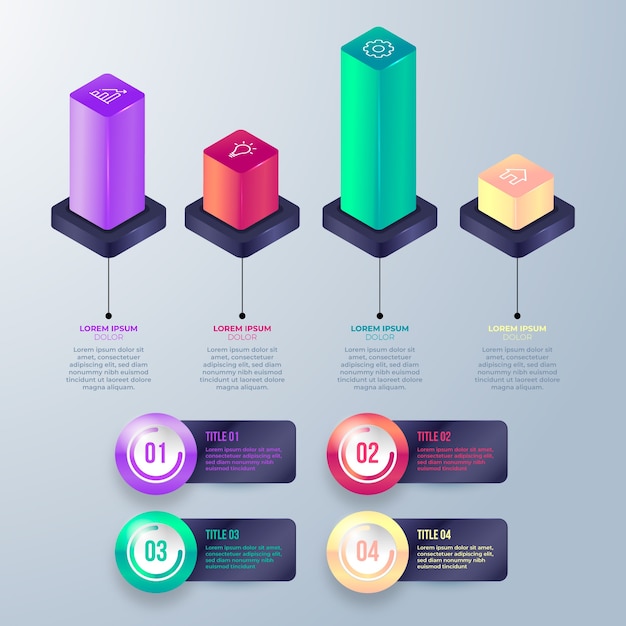 Vetor grátis infografia 3d brilhante