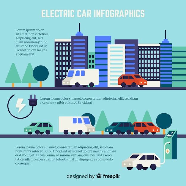 Vetor grátis infografia de carro elétrico