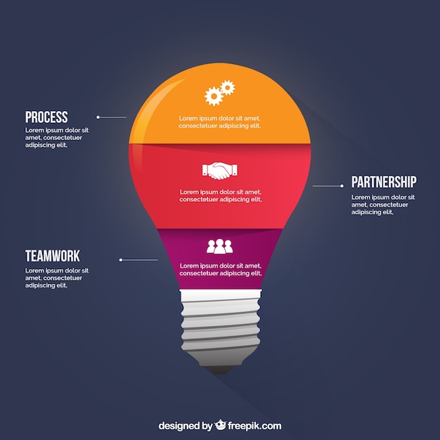 Vetor grátis infografia de lâmpada em design plano