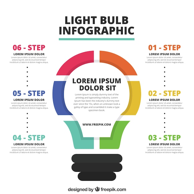 Vetor grátis infográfico ampola com seis passos