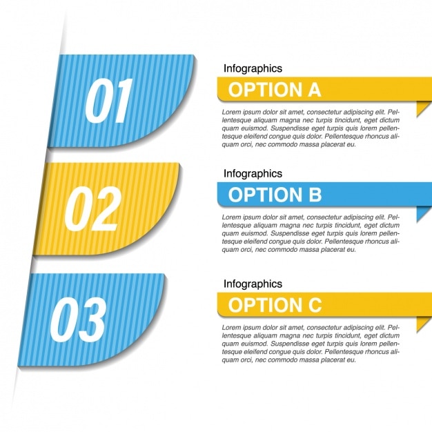 Vetor grátis infográfico azul e amarelo com três opções