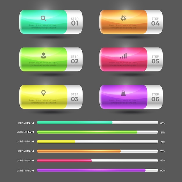 Infográfico brilhante 3d conceito de coleção