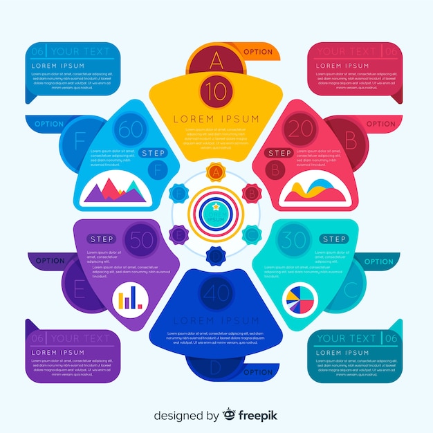 Infográfico colorido com opções