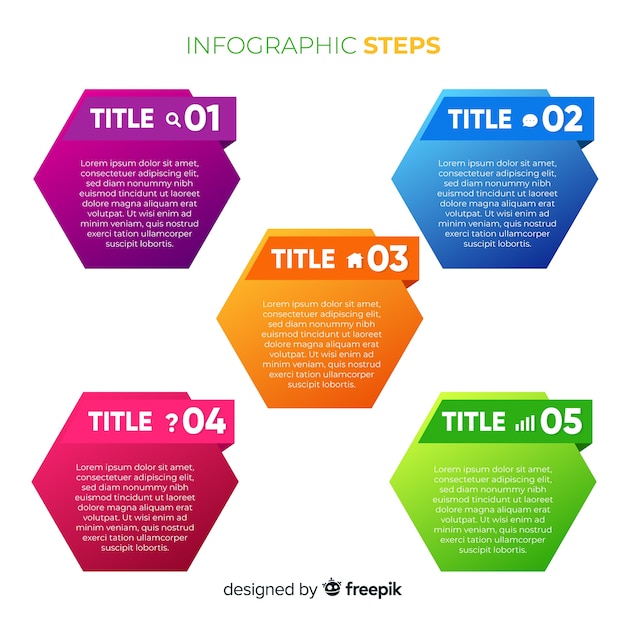 Infográfico colorido passos coleção