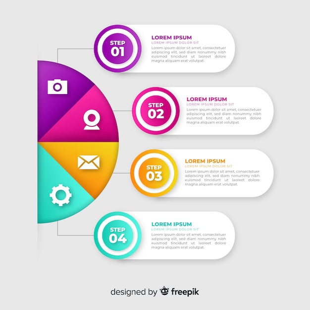 Infográfico colorido passos design plano