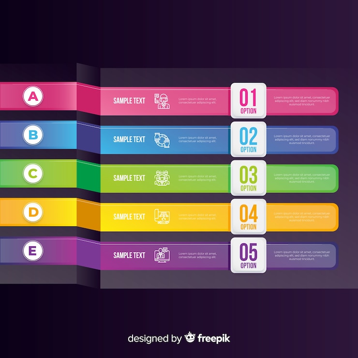 Vetor grátis infográfico colorido passos design plano