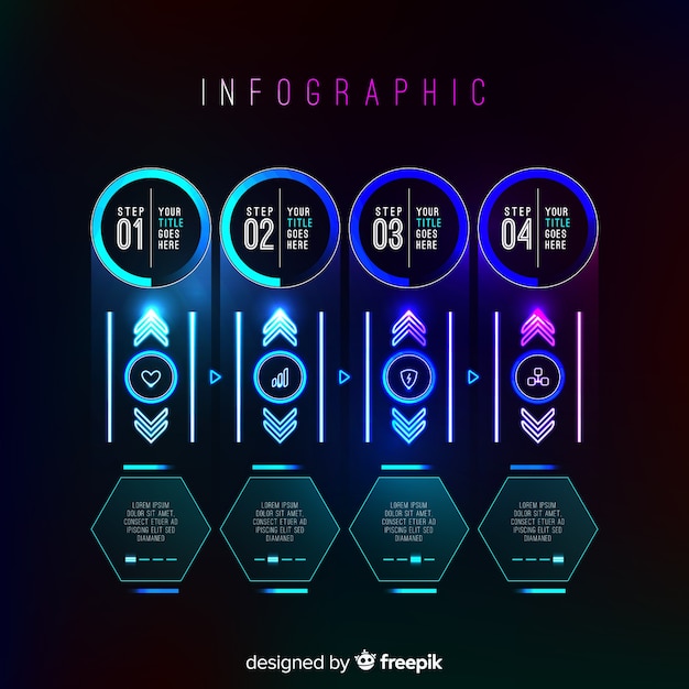 Vetor grátis infográfico colorido passos design plano