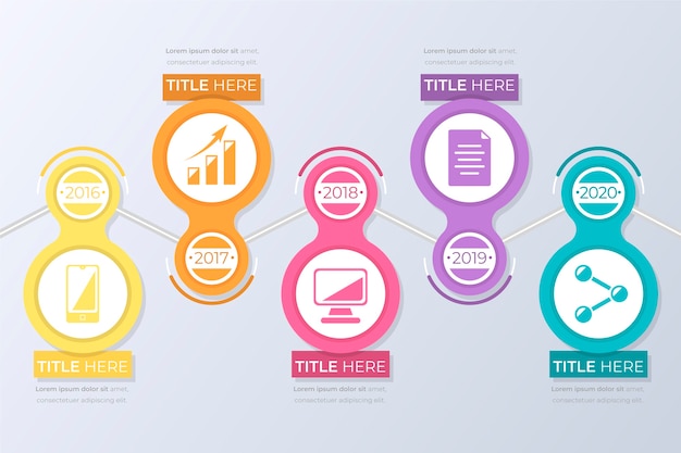 Infográfico colorido timeline dados