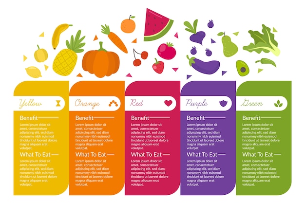 Vetor grátis infográfico com alimentos frescos saudáveis