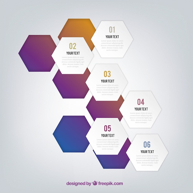 Vetor grátis infográfico com recorte hexágonos