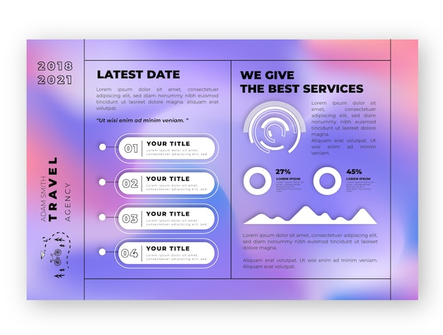 Vetor grátis infográfico de agência de viagens de textura gradiente