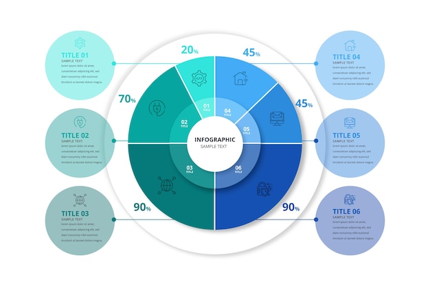 Infográfico de anel colorido