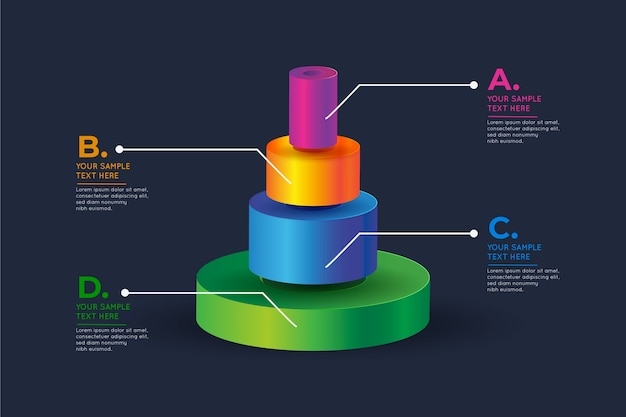 Vetor grátis infográfico de barras 3d coloridas