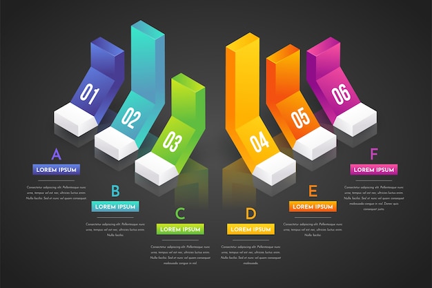 Vetor grátis infográfico de barras 3d coloridas