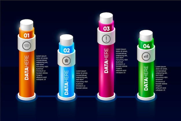 Infográfico de barras 3d modelo
