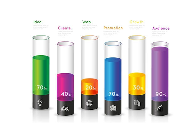 Infográfico de barras 3d