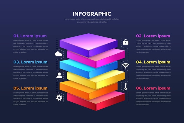 Vetor grátis infográfico de camadas de bloco 3d