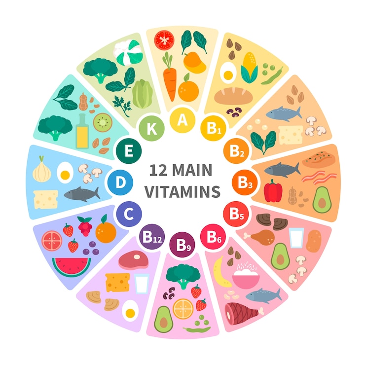 Vetor grátis infográfico de comida de vitamina