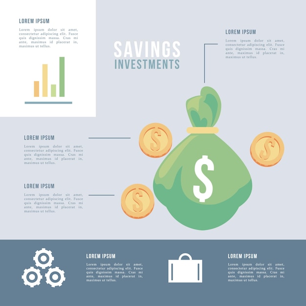 Vetor grátis infográfico de dinheiro com pôster de bolsa