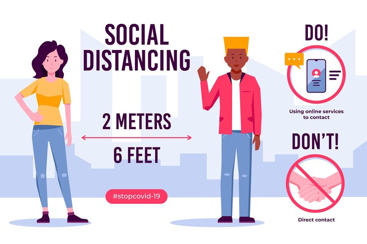 Vetor grátis infográfico de distanciamento social