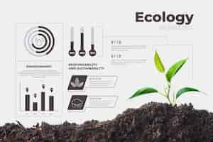 Vetor grátis infográfico de ecologia com foto e detalhes