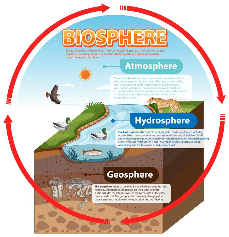 Vetor grátis infográfico de ecologia da biosfera para aprendizagem