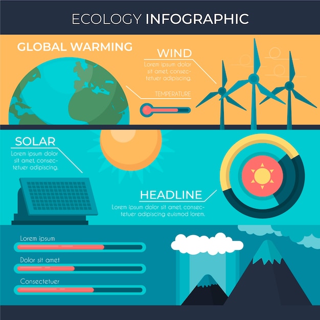 Vetor grátis infográfico de ecologia lat com cores retrô