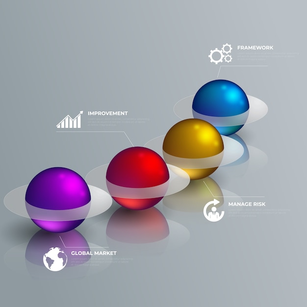 Infográfico de estilo brilhante 3d