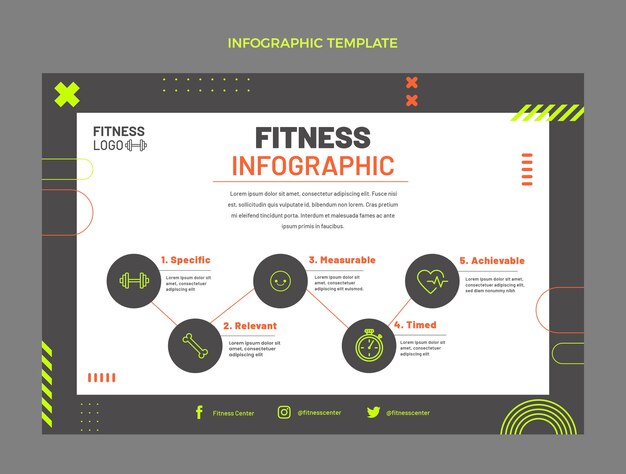 Infográfico de fitness de design plano