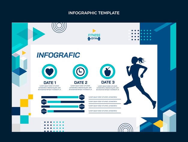 Infográfico de fitness geométrico de design plano
