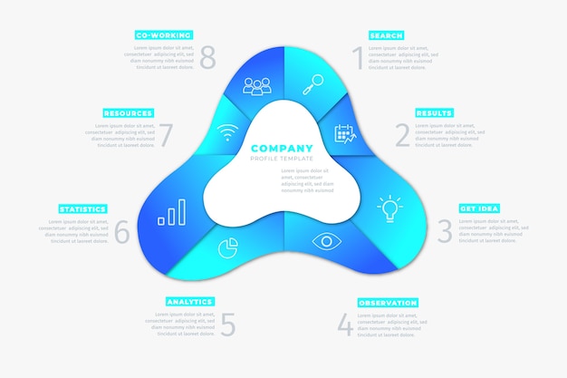 Infográfico de forma abstrata gradiente